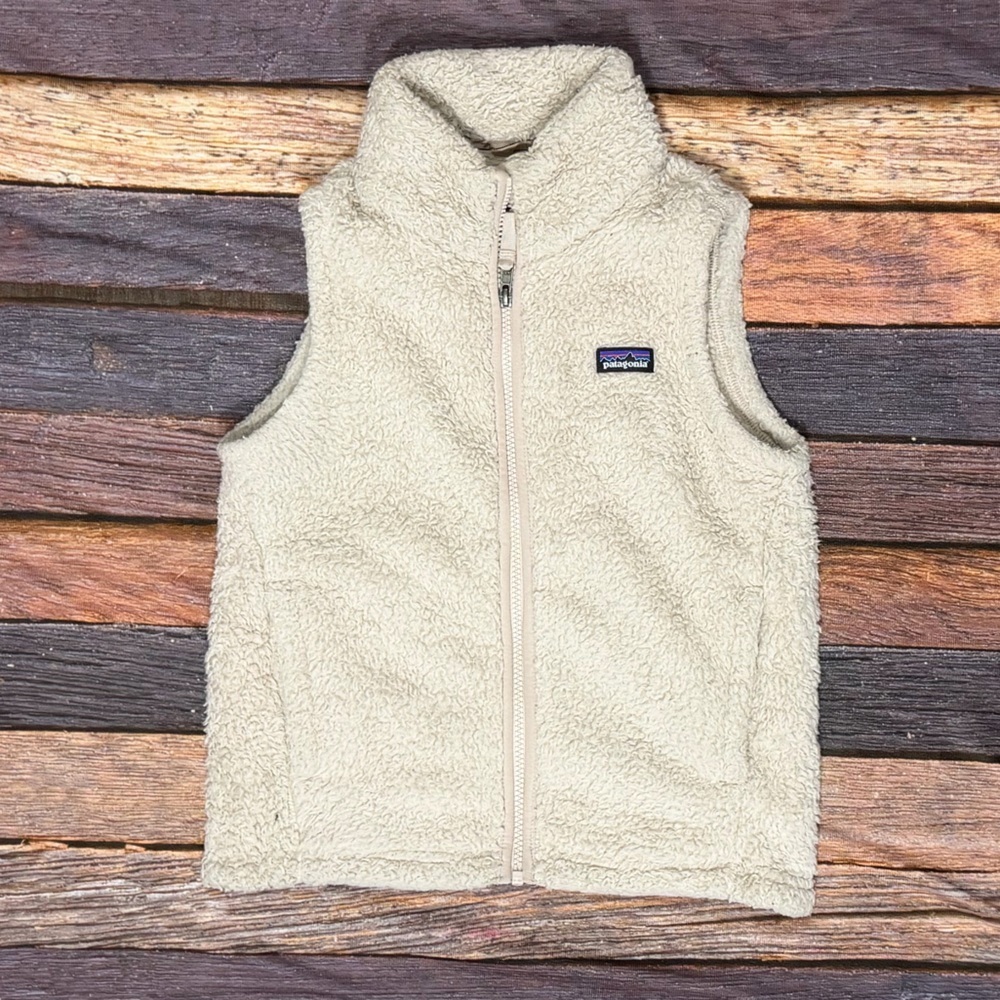 Patagonia Cream Vest Jacket Sherpa Outerwear Boys Kids Youth Coat Jacket